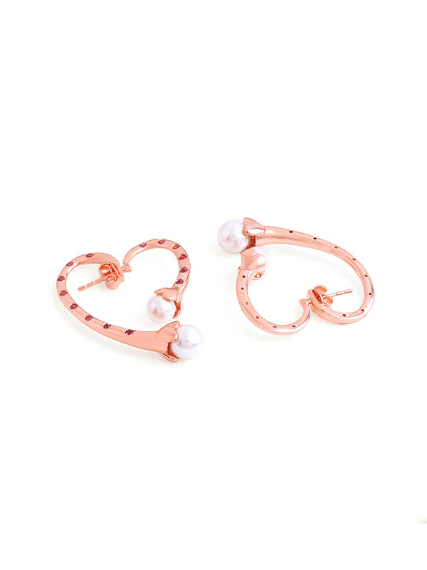 Elysian Rose Gold Rhodolite Garnet Pearl Earrings For Women