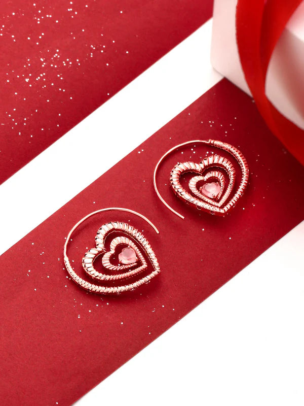 Elysian Rose Gold Love Pink Chalcedony Hoops Earrings in 925 Sterling Silver For Women