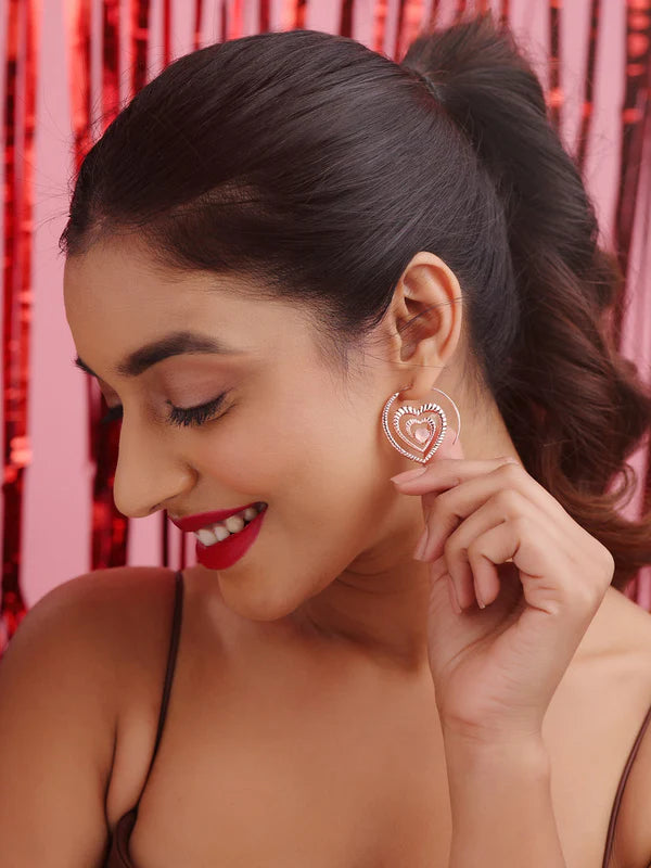 Elysian Rose Gold Love Pink Chalcedony Hoops Earrings in 925 Sterling Silver For Women