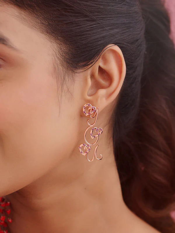 Elysian Rose Gold Rhodolite Garnet love Earrings For Women