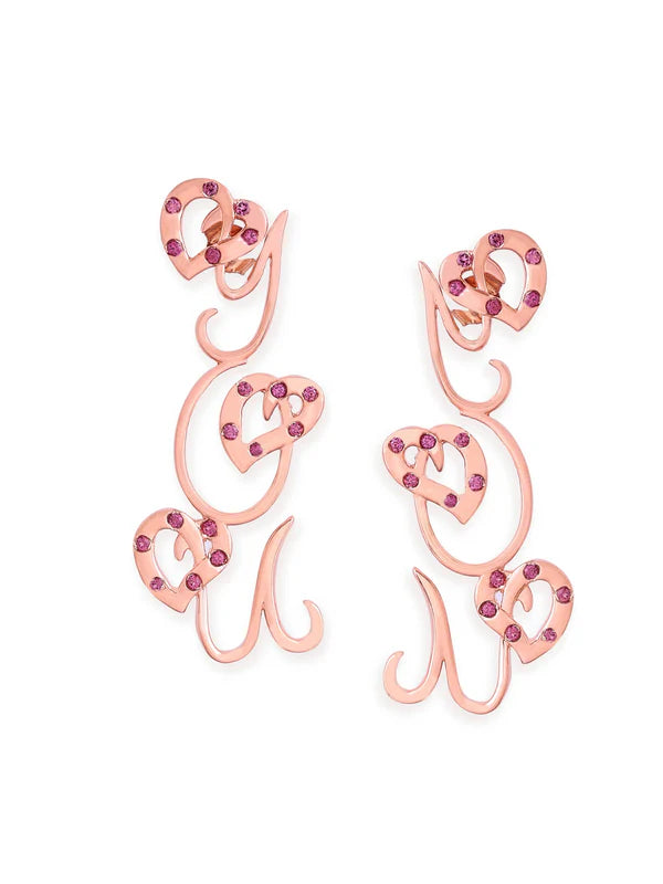 Elysian Rose Gold Rhodolite Garnet love Earrings For Women