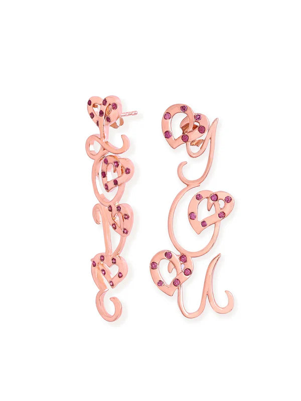 Elysian Rose Gold Rhodolite Garnet love Earrings For Women