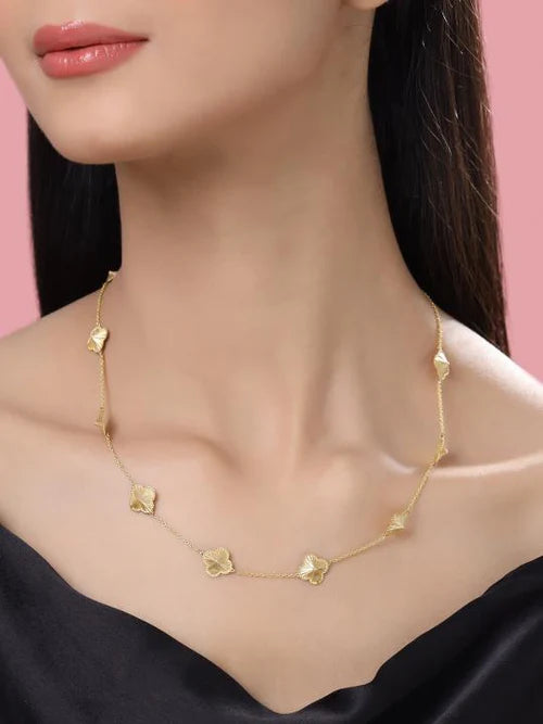 Real Rhodium Plating Lucky Clover Elysian 925 Sterling Silver Necklace For Women