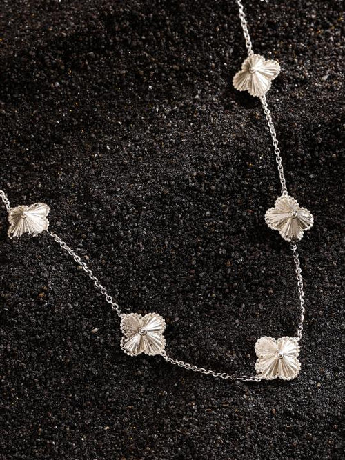 Real Rhodium Plating Lucky Clover Elysian 925 Sterling Silver Necklace For Women