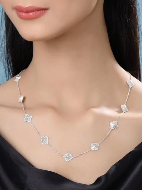 Real Rhodium Plating Lucky Clover Elysian 925 Sterling Silver Necklace For Women