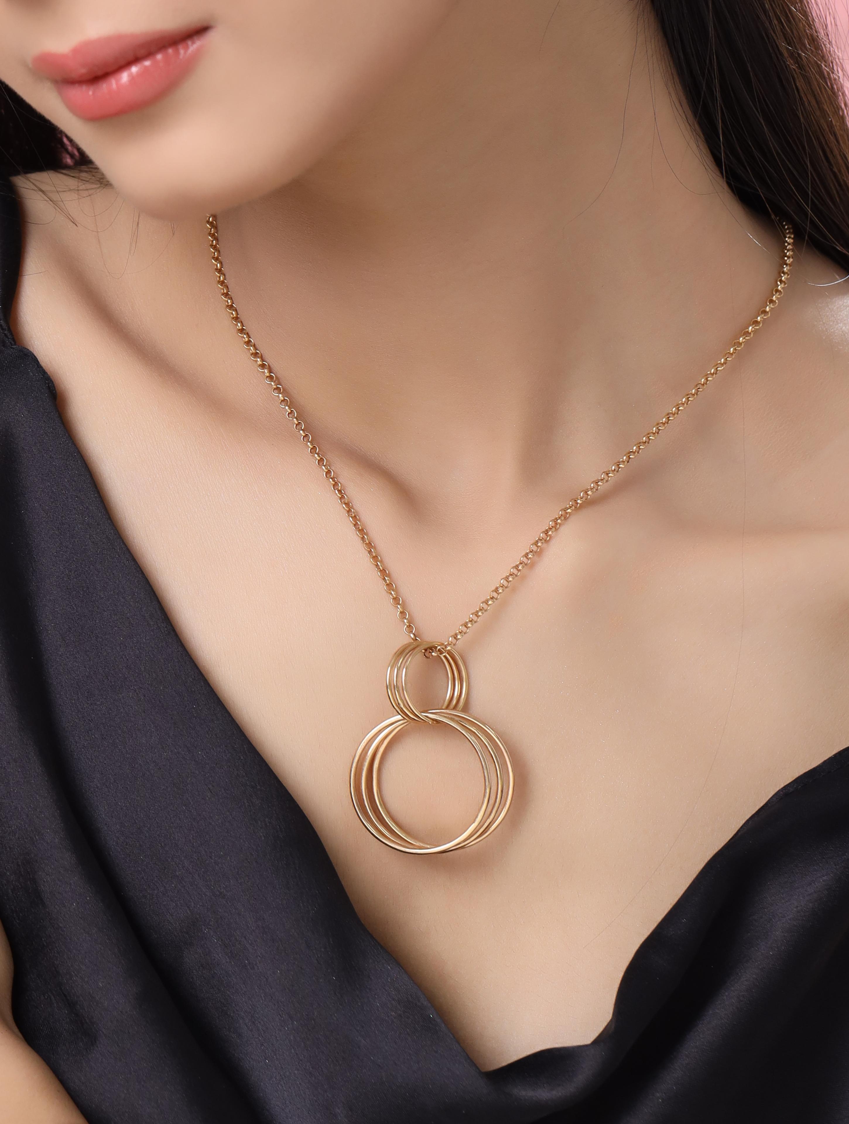 Rose Gold Plating Intertwined Circles Elysian 925 Sterling Silver Pendant For Women