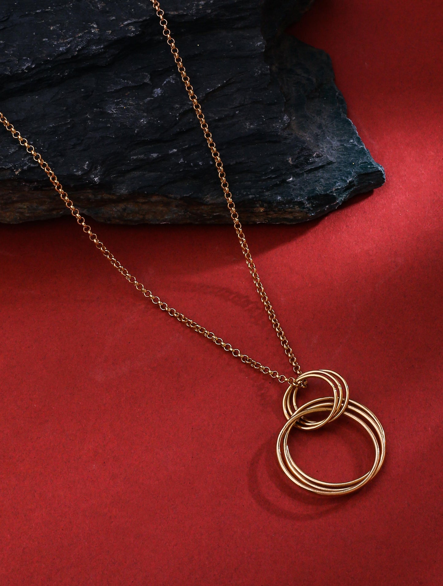 Rose Gold Plating Intertwined Circles Elysian 925 Sterling Silver Pendant For Women