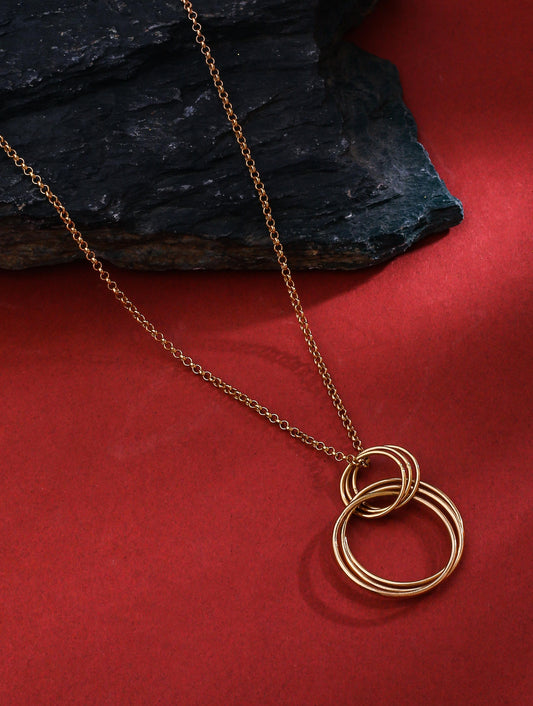 Rose Gold Plating Intertwined Circles Elysian 925 Sterling Silver Pendant For Women