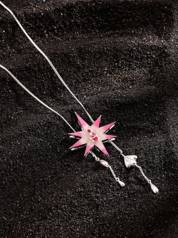 Real Rhodium Plating Star and Infinity with Pink Shades Elysian 925 Sterling Silver Pendant For Women
