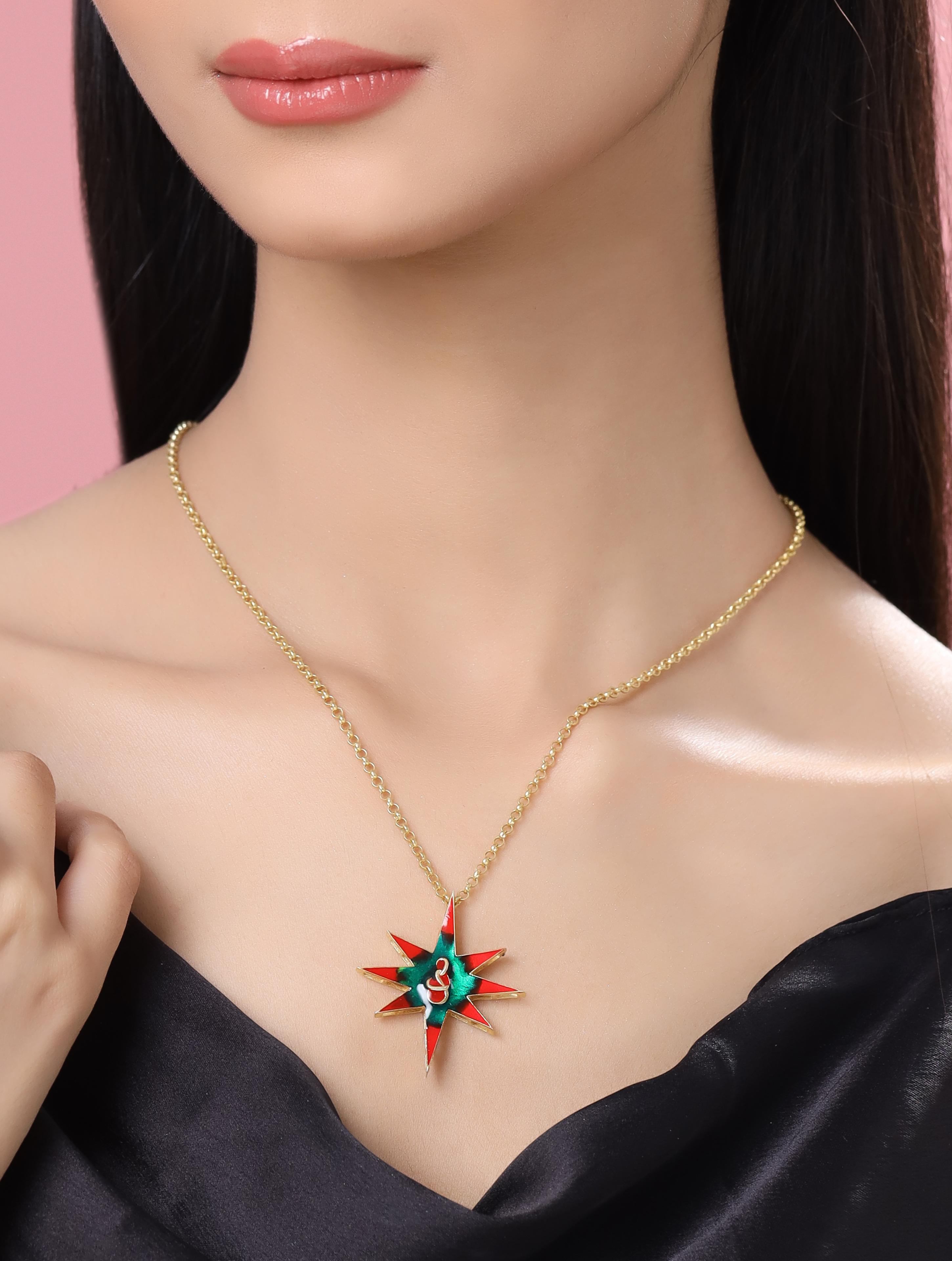 24K Gold Plating Star and Infinity with Enamel Elysian 925 Sterling Silver Pendant For Women