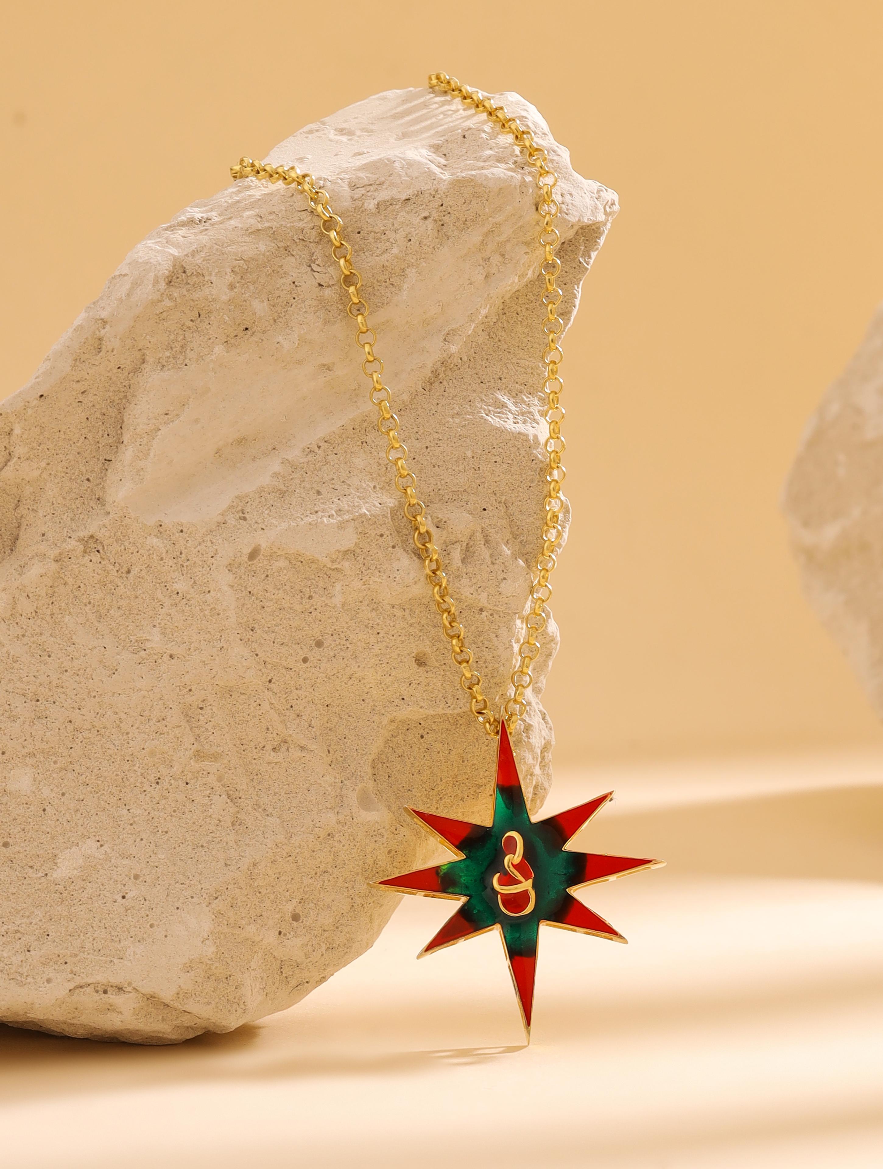 24K Gold Plating Star and Infinity with Enamel Elysian 925 Sterling Silver Pendant For Women