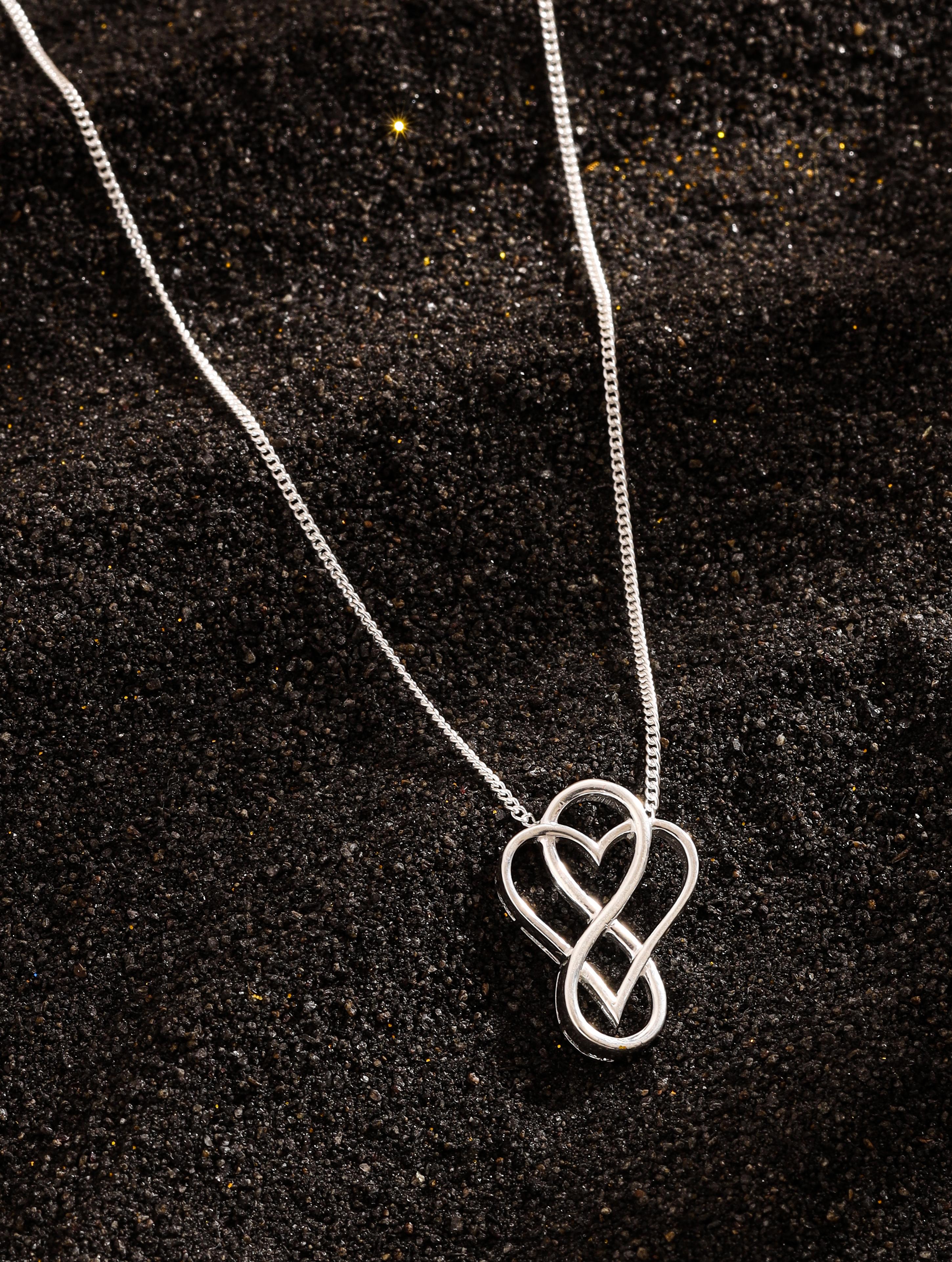 Real Rhodium Plating Heart and Infinity Elysian 925 Sterling Silver Pendant For Women