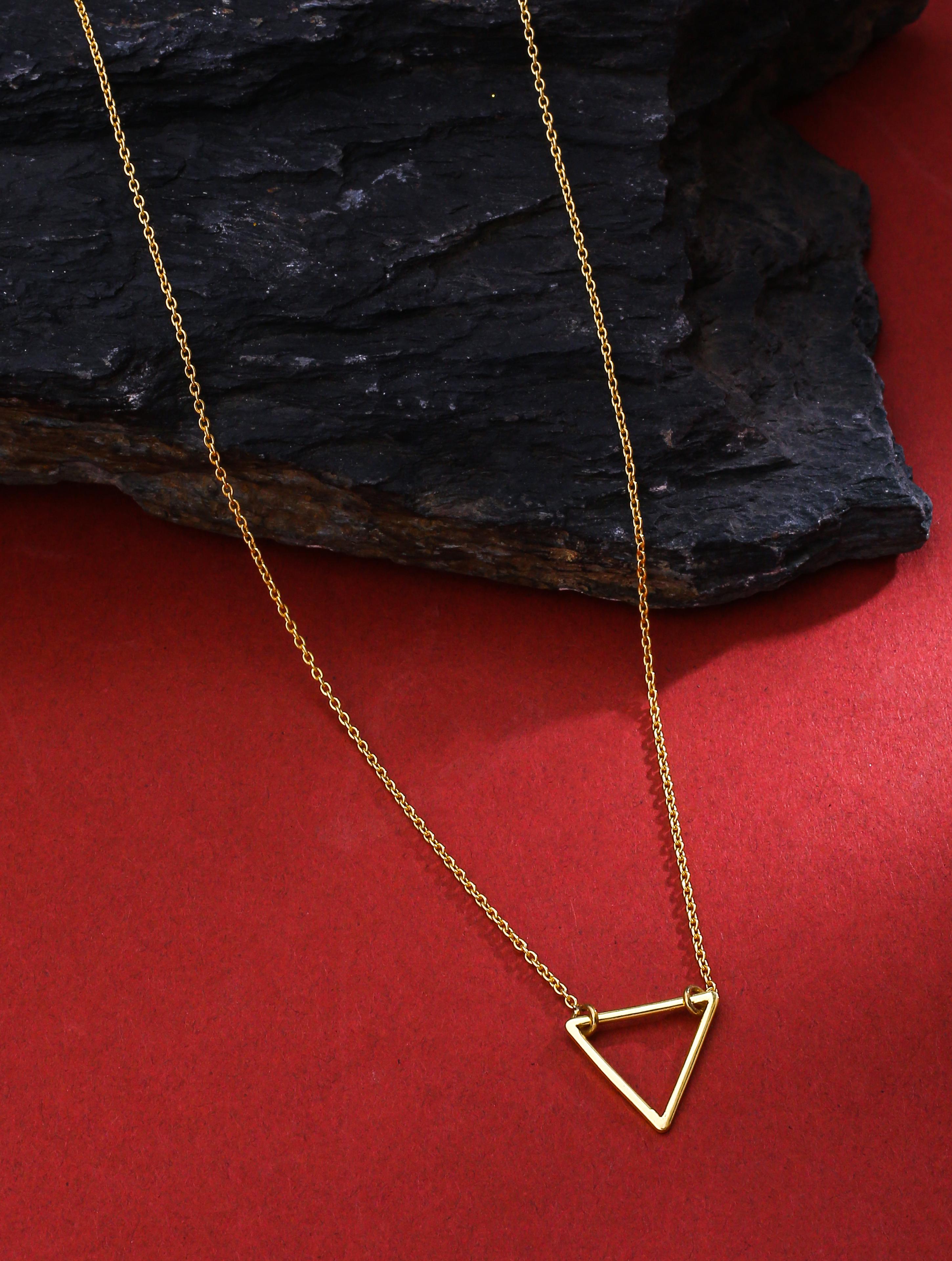 24K Gold Plating Geometric Triangles Elysian 925 Sterling Silver Pendant For Women