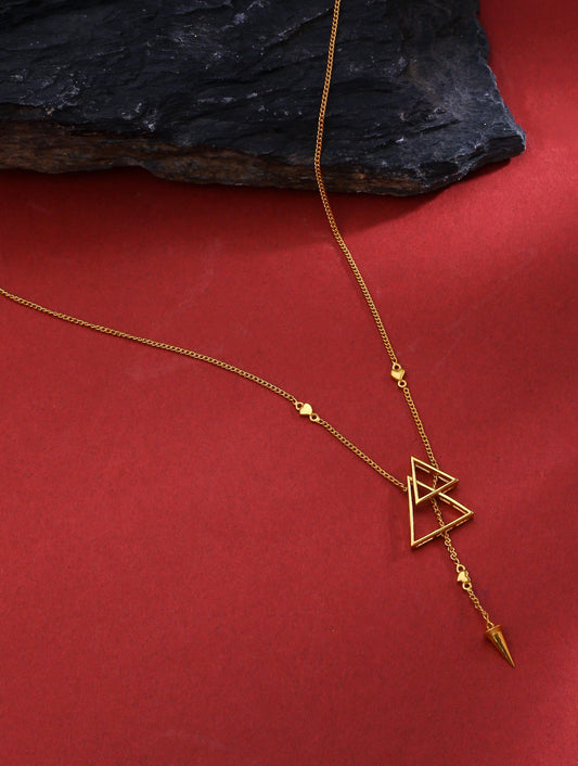 24K Gold Plating Triangles and Cone Shape Elysian 925 Sterling Silver Pendant For Women