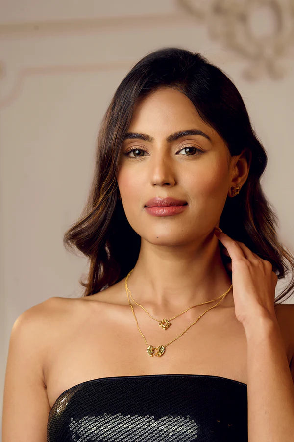 24K Gold Plating Heart and Angel Wings Elysian 925 Sterling Silver Pendant For Women