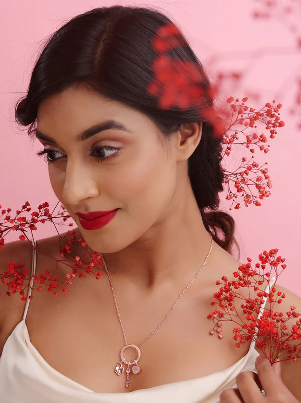 Elysian Rose Gold Pink Chalcedony 925 Sterling Silver Pendant For Women