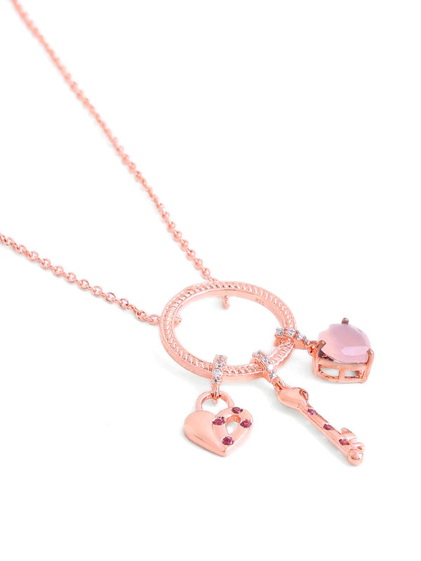 Elysian Rose Gold Pink Chalcedony 925 Sterling Silver Pendant For Women