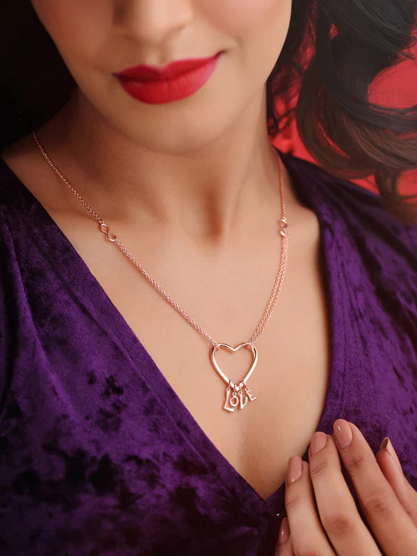 Elysian Rose Gold Prosperity Heart 925 Sterling Silver Pendant For Women