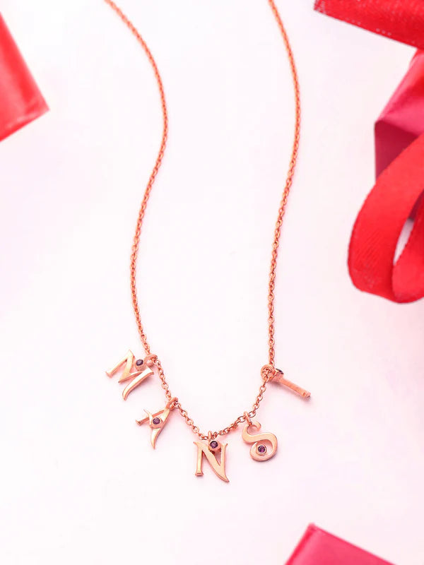 Elysian Rose Gold Customizable Love Rhodolite Garnet 925 Sterling Silver Pendant For Women