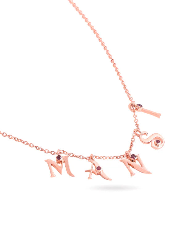 Elysian Rose Gold Customizable Love Rhodolite Garnet 925 Sterling Silver Pendant For Women