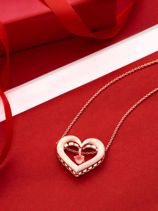 Elysian Rose Gold Love Harmony 925 Sterling Silver Pendant For Women