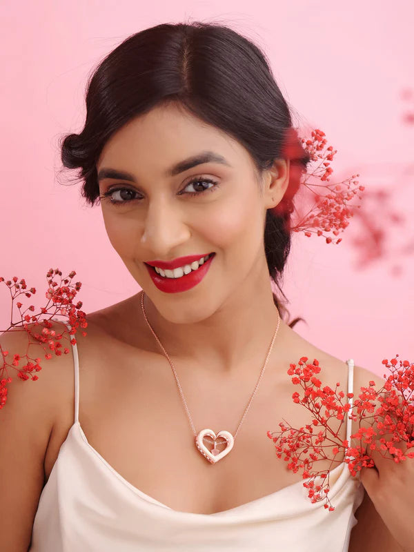 Elysian Rose Gold Love Harmony 925 Sterling Silver Pendant For Women