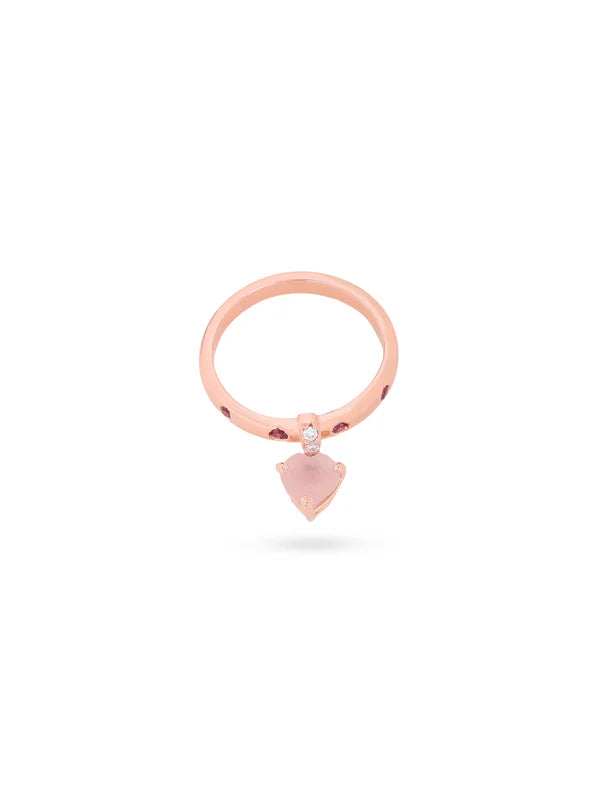 Rose Gold Love Inspired Pink Chalcedony & Moissanite Elysian Collection Charm Ring