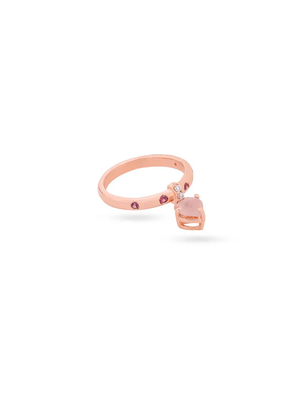 Rose Gold Love Inspired Pink Chalcedony & Moissanite Elysian Collection Charm Ring