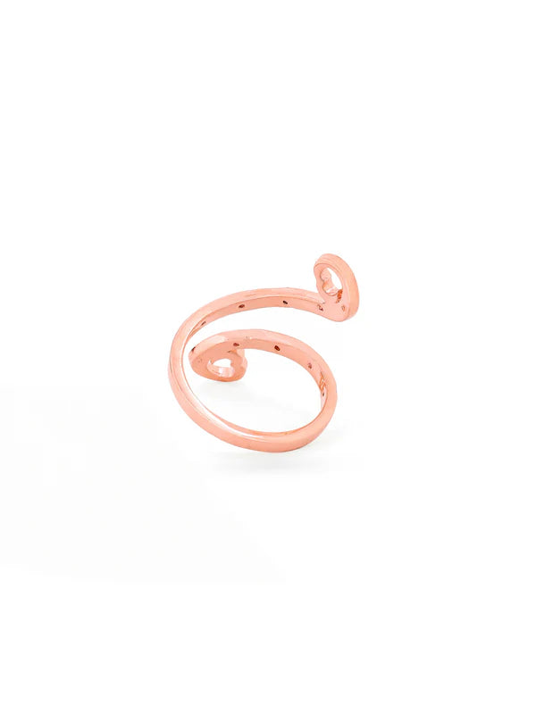 Rose Gold Love Motif Rhodolite Garnet Elysian 925 Sterling Silver Open Ring For Women