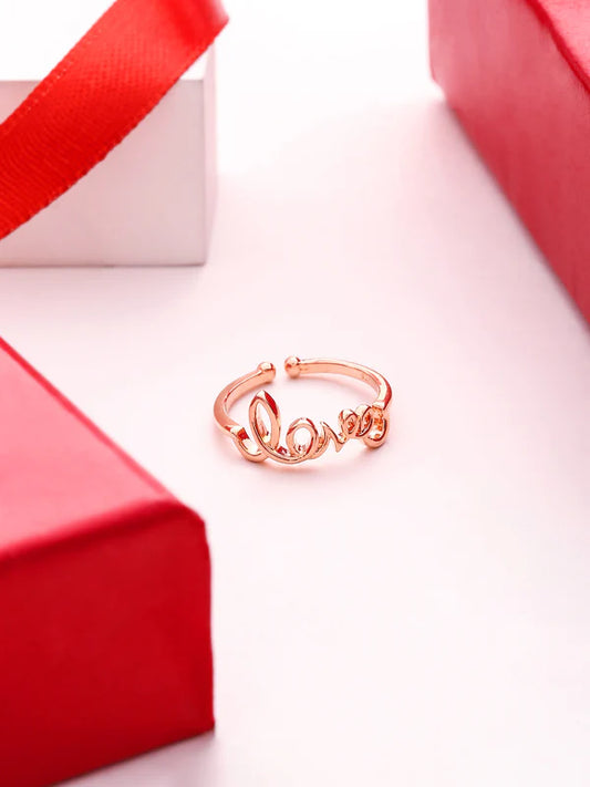 Rose Gold Love Notion Adjustable Elysian 925 Sterling Silver Ring For Women