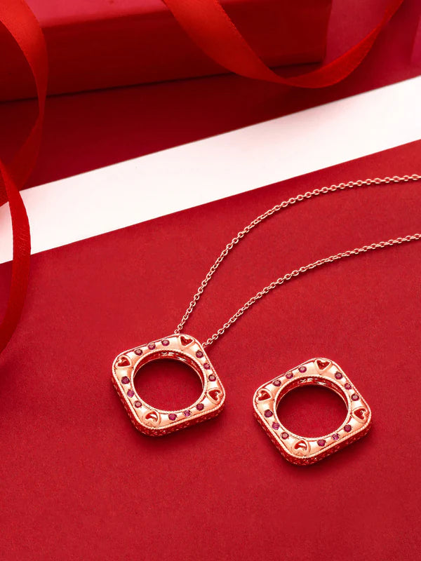 Elysian Rose Gold Eternal Love Rhodolite Garnet 925 Sterling Silver Pendant For Women