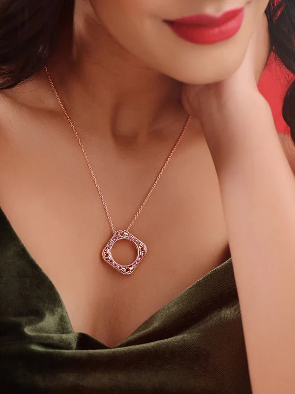 Elysian Rose Gold Eternal Love Rhodolite Garnet 925 Sterling Silver Pendant For Women