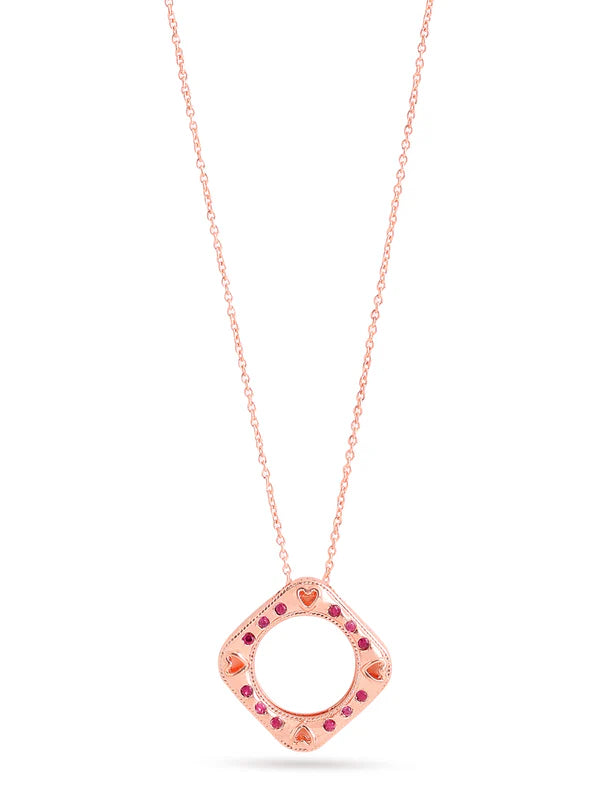 Elysian Rose Gold Eternal Love Rhodolite Garnet 925 Sterling Silver Pendant For Women