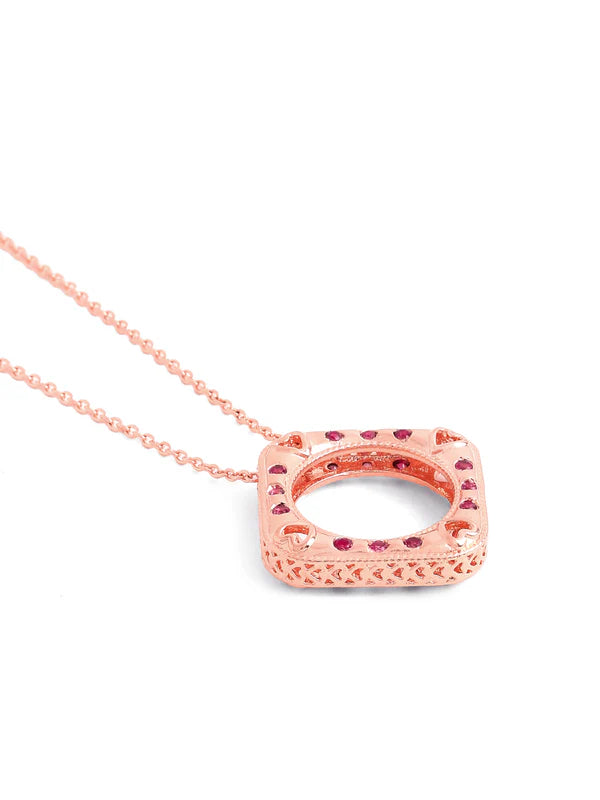 Elysian Rose Gold Eternal Love Rhodolite Garnet 925 Sterling Silver Pendant For Women