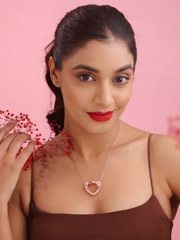 Elysian Rose Gold Round Harmony Rhodolite Garnet 925 Sterling Silver Pendant For Women