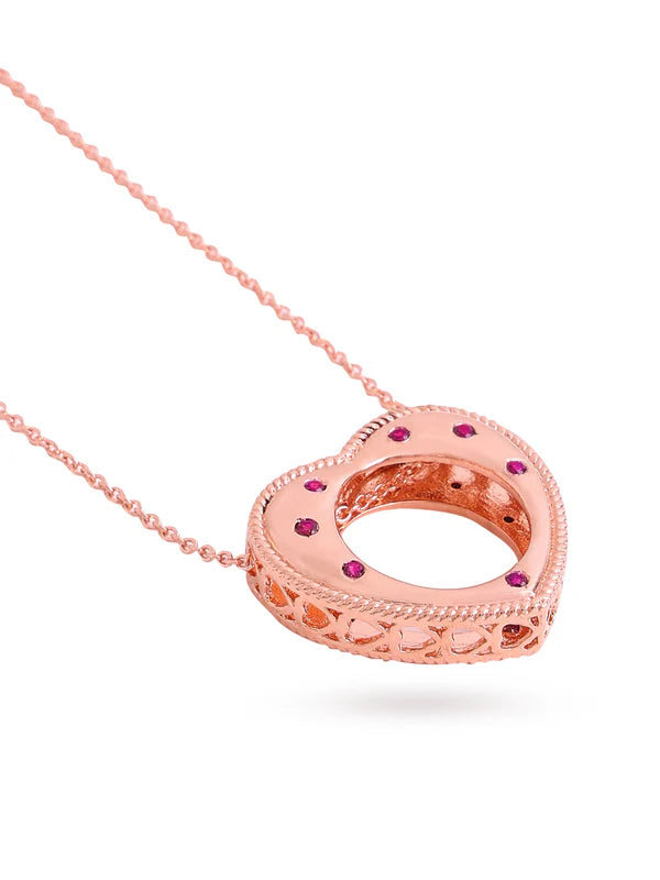 Elysian Rose Gold Round Harmony Rhodolite Garnet 925 Sterling Silver Pendant For Women