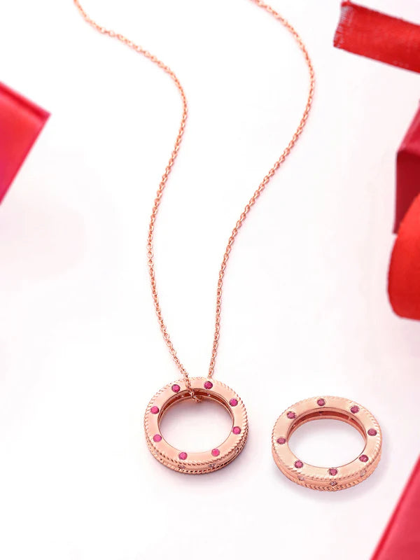 Rose Gold Passionate Diamond Elysian 925 Sterling Silver Ring Pendant For Women