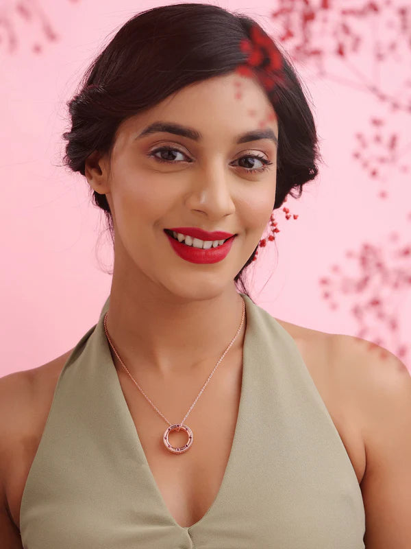 Rose Gold Passionate Diamond Elysian 925 Sterling Silver Ring Pendant For Women