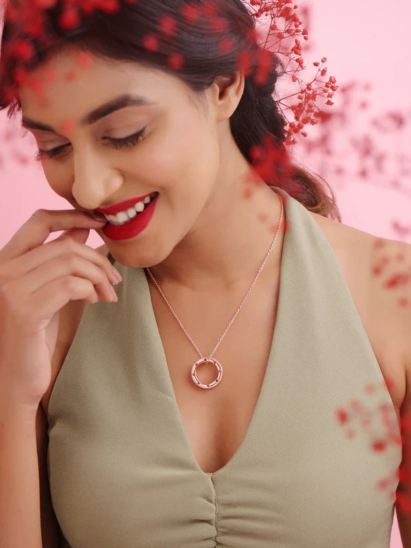 Rose Gold Passionate Diamond Elysian 925 Sterling Silver Ring Pendant For Women