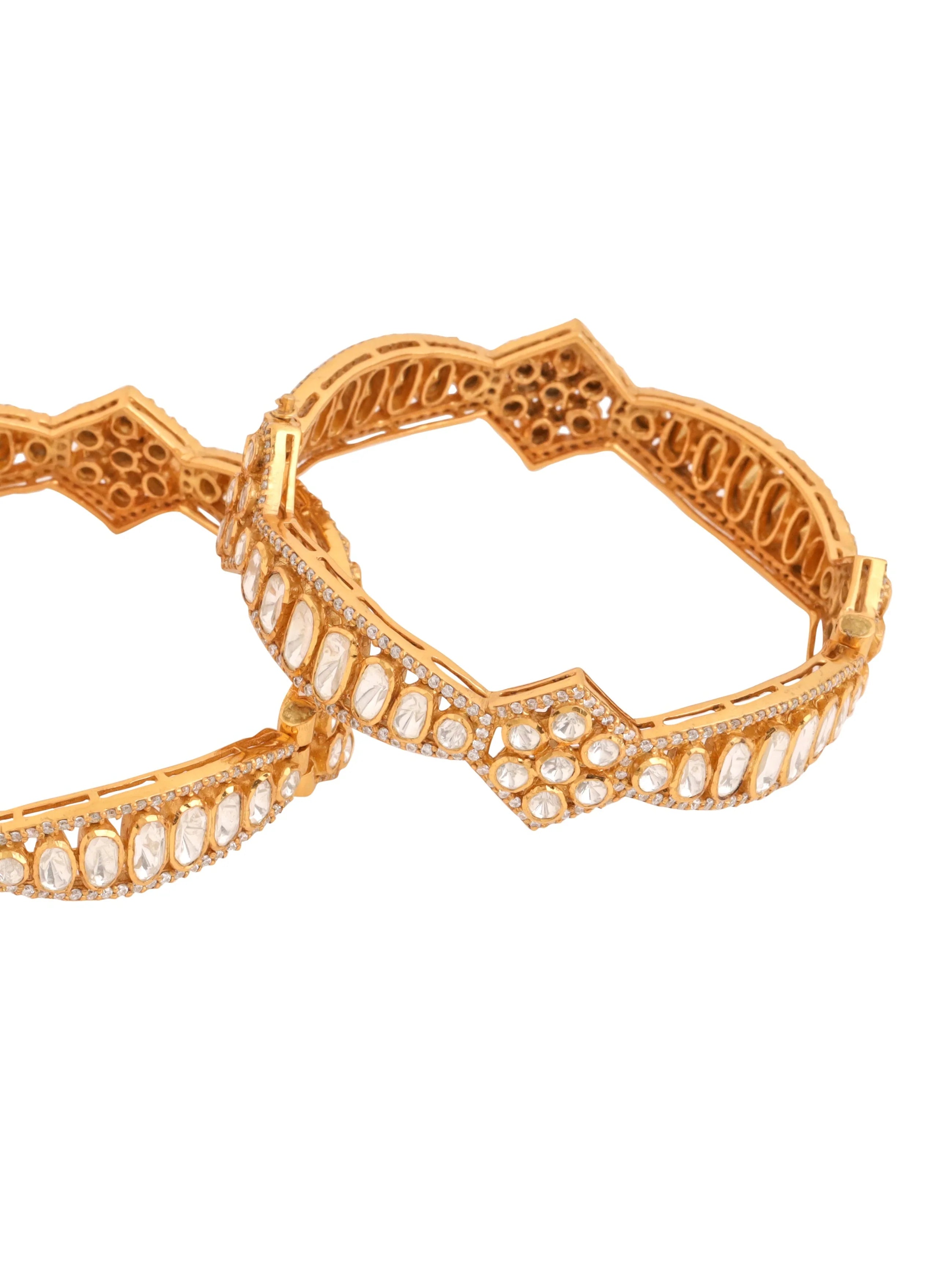 Polki Wedding Bliss 925 Sterling Silver Bangle For Women