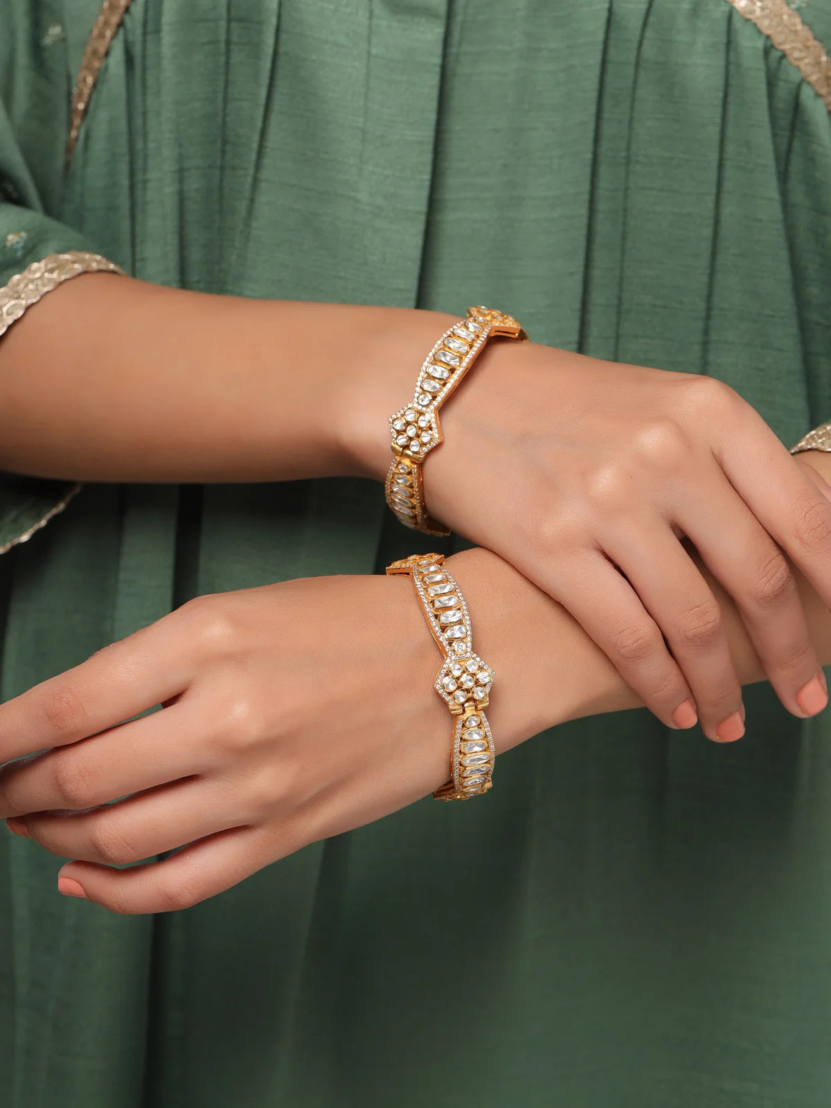 Polki Wedding Bliss 925 Sterling Silver Bangle For Women