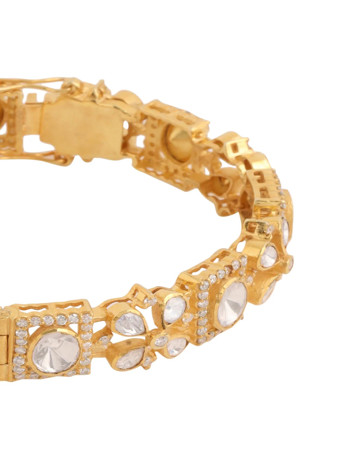 925 Sterling Silver Floral Polki Wedding Bliss 925 Sterling Silver Bangle For Women