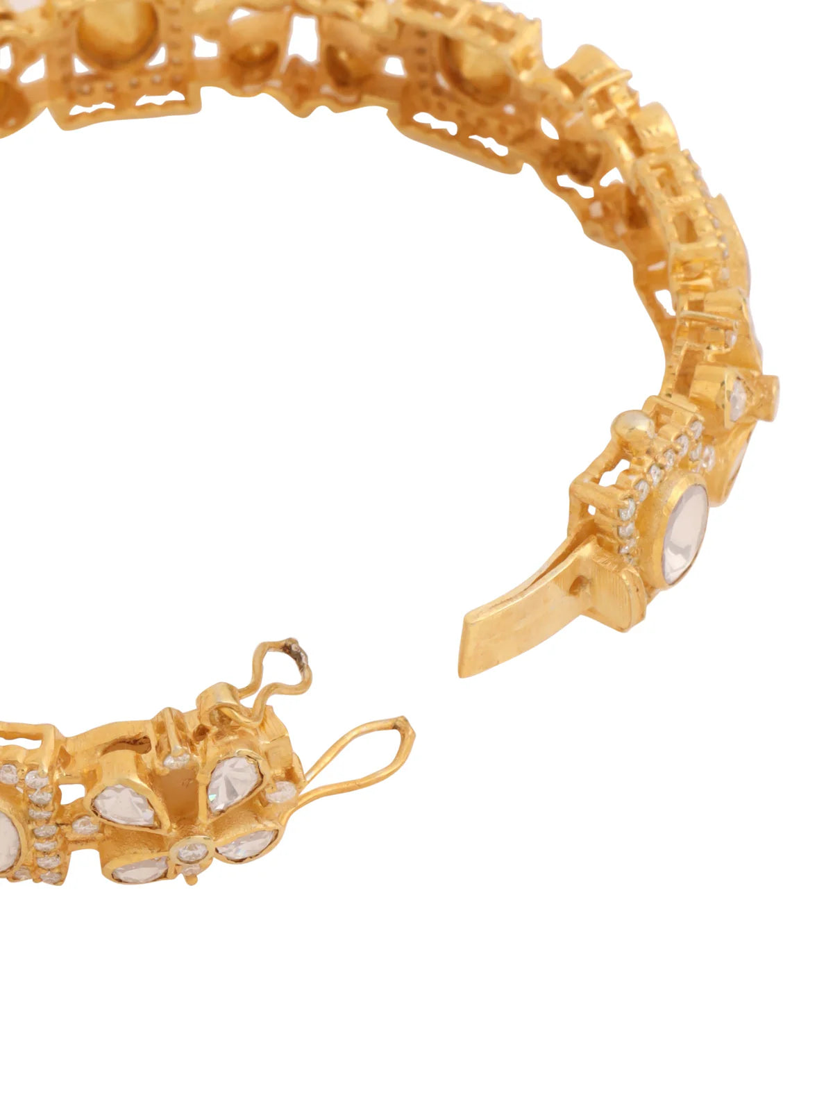 925 Sterling Silver Floral Polki Wedding Bliss 925 Sterling Silver Bangle For Women