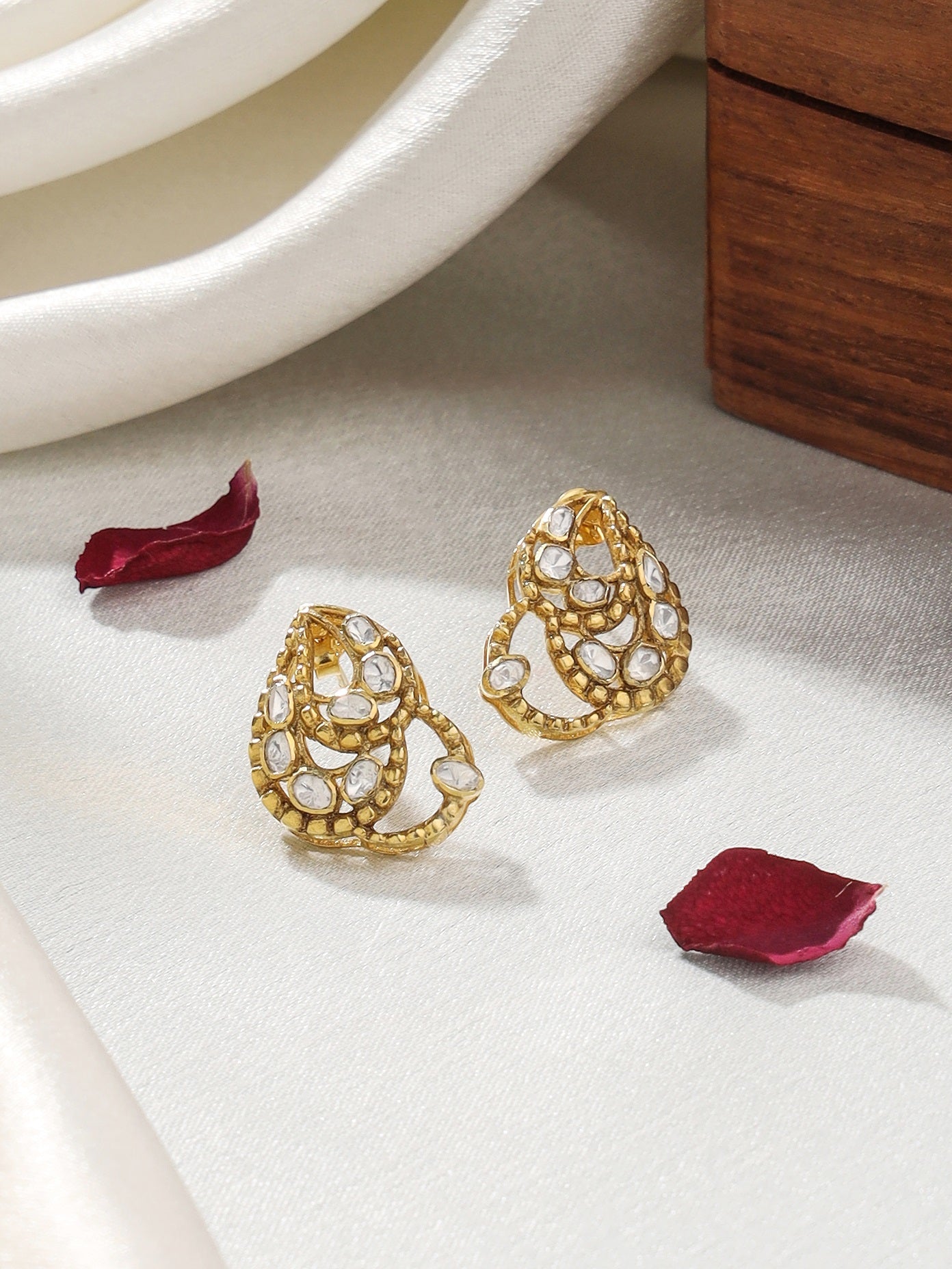 Polki Fusion Polki 925 Sterling Silver Earrings For Women