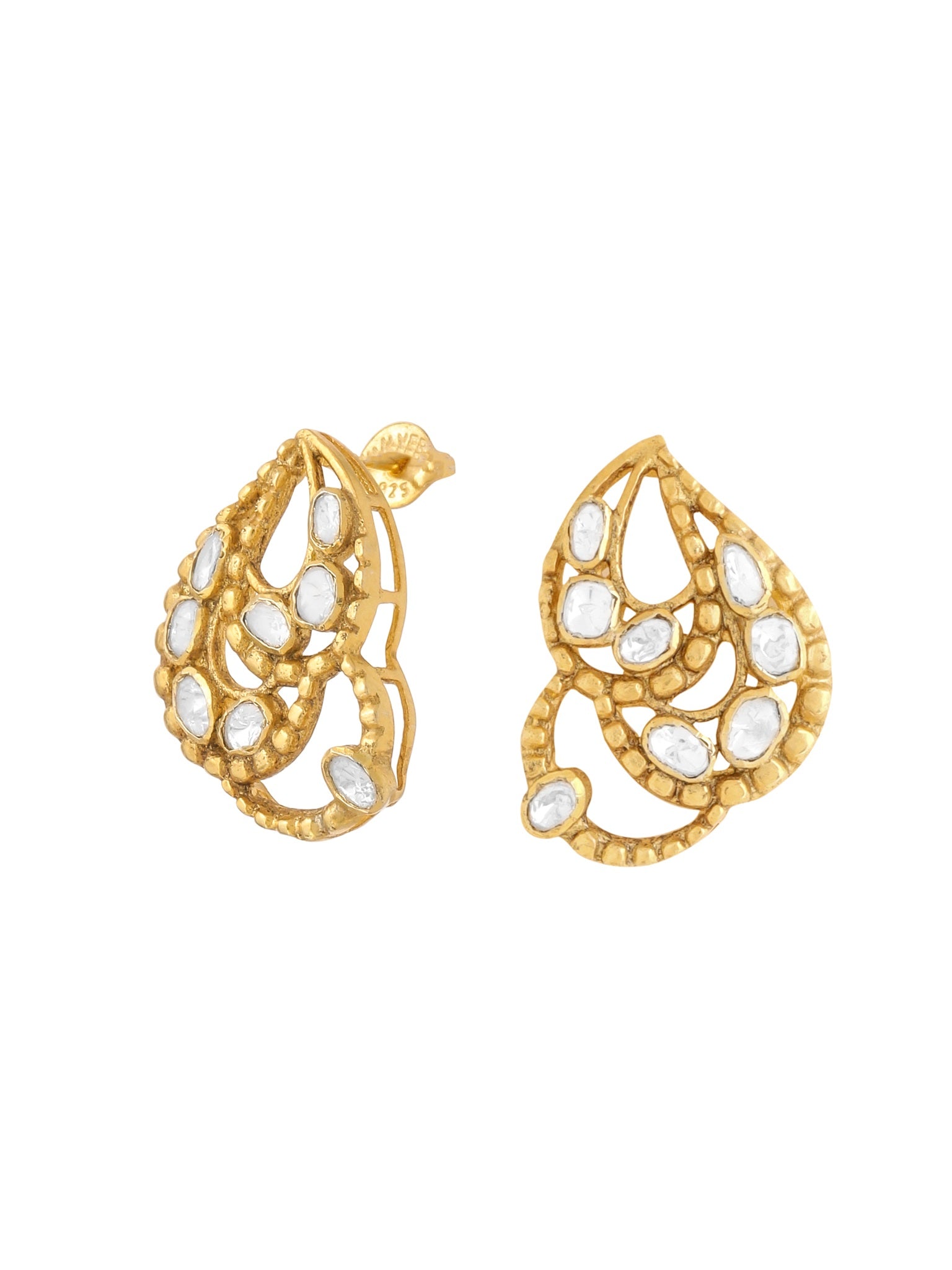 Polki Fusion Polki 925 Sterling Silver Earrings For Women