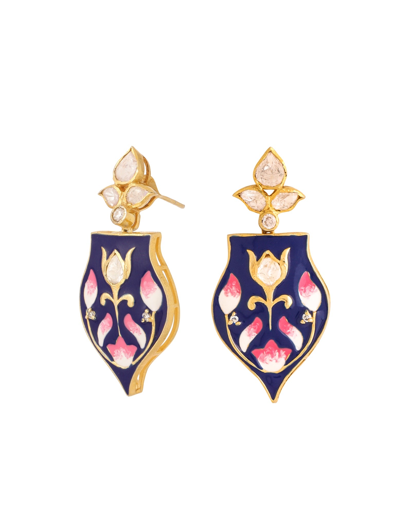 Blue Pottery Elegance 925 Sterling Silver Earrings For Women