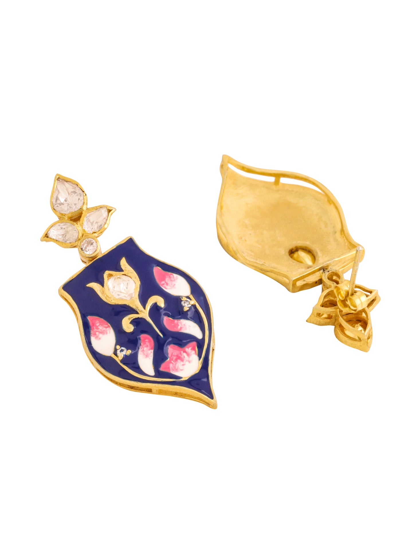 Blue Pottery Elegance 925 Sterling Silver Earrings For Women