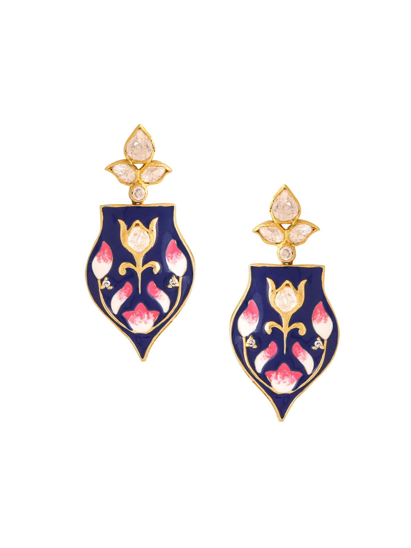Blue Pottery Elegance 925 Sterling Silver Earrings For Women