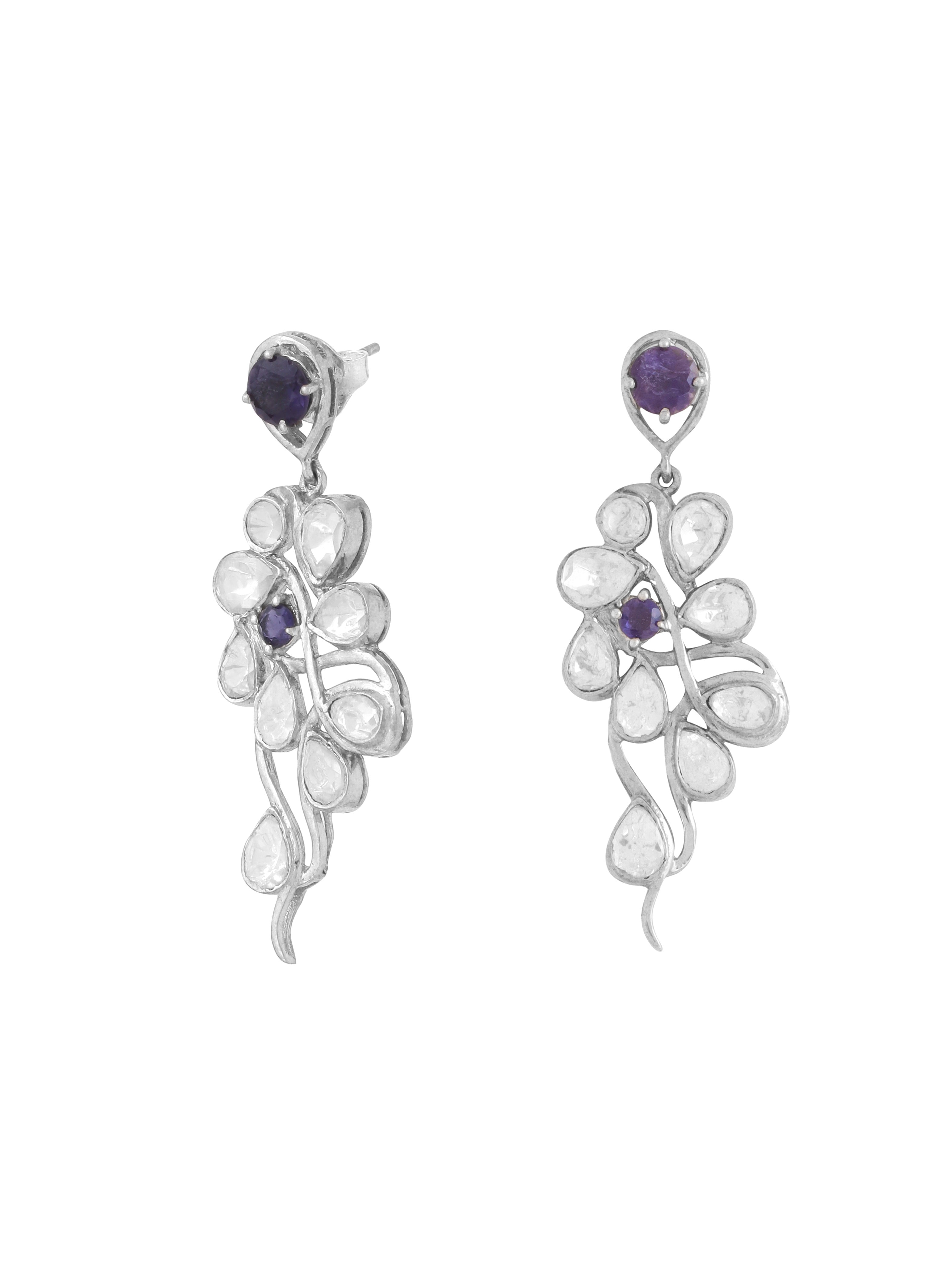 Iolite Abstract Fusion 925 Sterling Silver Earrings For Women