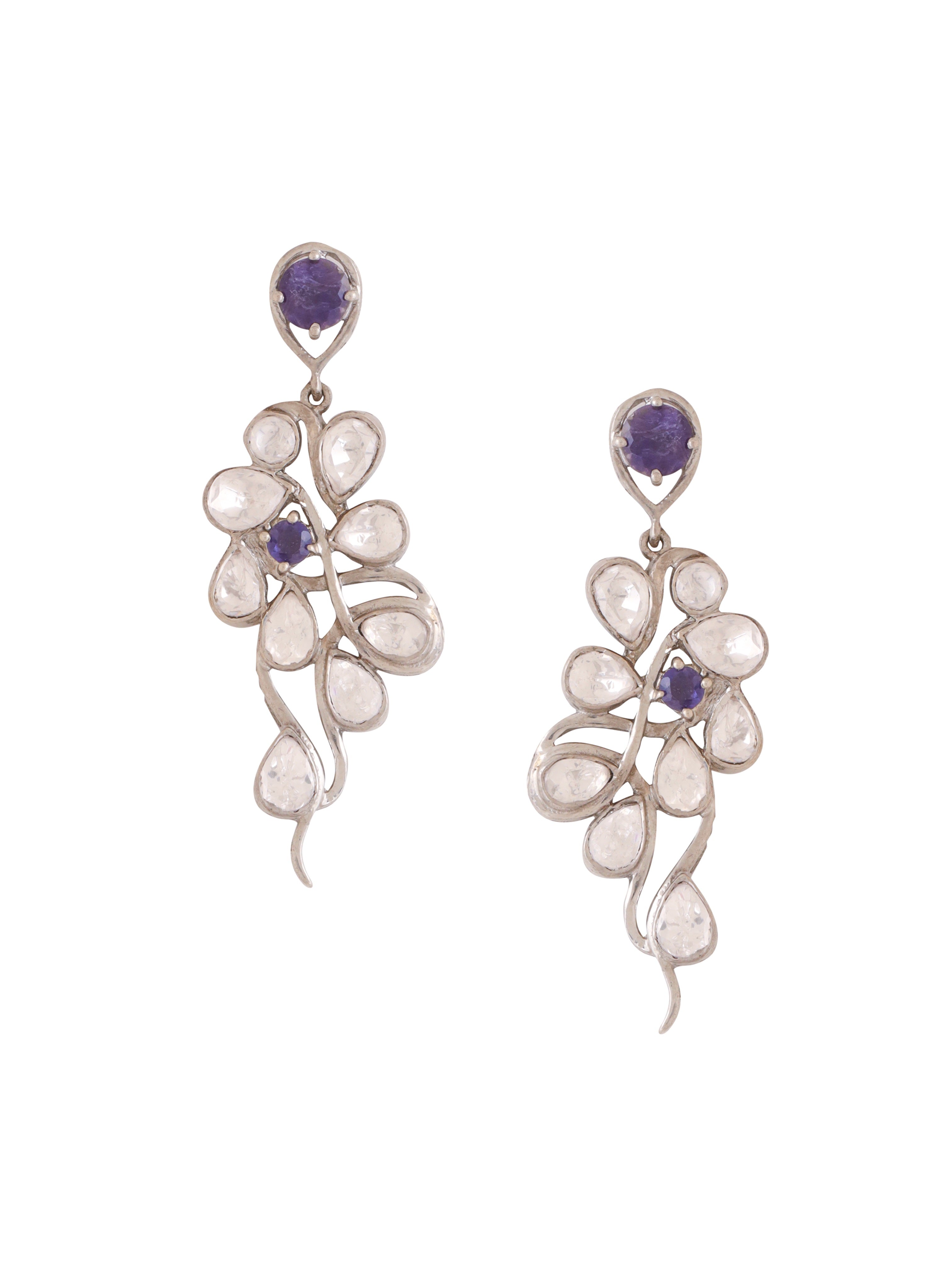 Iolite Abstract Fusion 925 Sterling Silver Earrings For Women